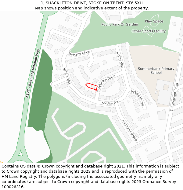 1, SHACKLETON DRIVE, STOKE-ON-TRENT, ST6 5XH: Location map and indicative extent of plot