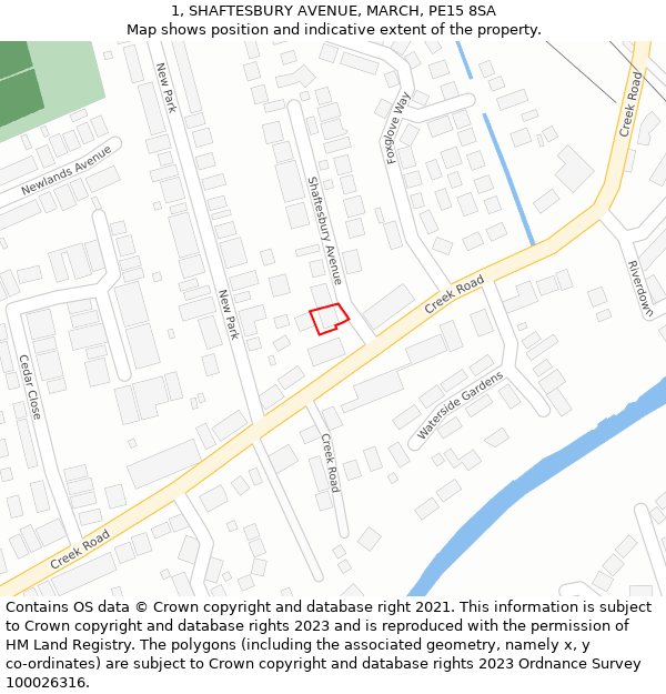 1, SHAFTESBURY AVENUE, MARCH, PE15 8SA: Location map and indicative extent of plot