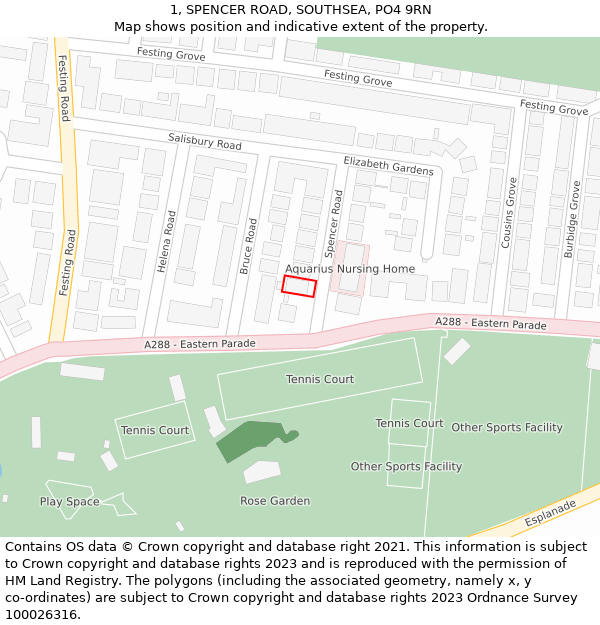 1, SPENCER ROAD, SOUTHSEA, PO4 9RN: Location map and indicative extent of plot