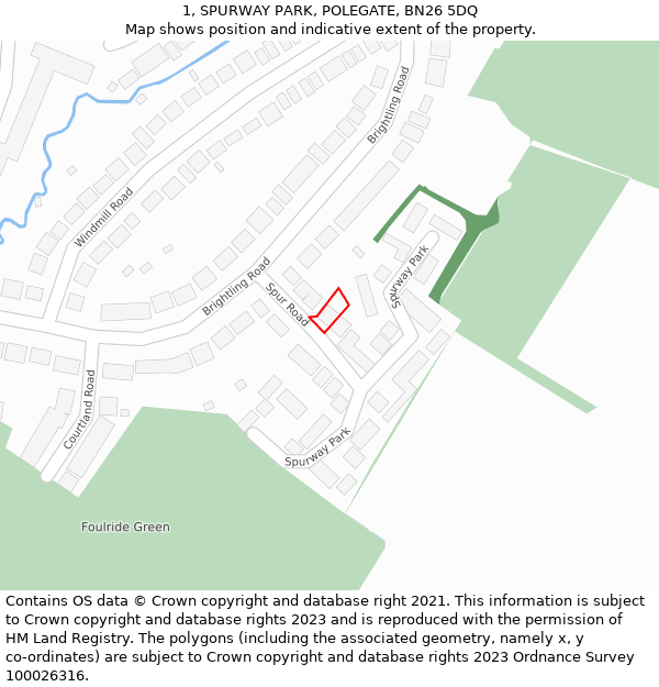 1, SPURWAY PARK, POLEGATE, BN26 5DQ: Location map and indicative extent of plot