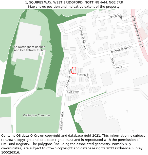 1, SQUIRES WAY, WEST BRIDGFORD, NOTTINGHAM, NG2 7RR: Location map and indicative extent of plot