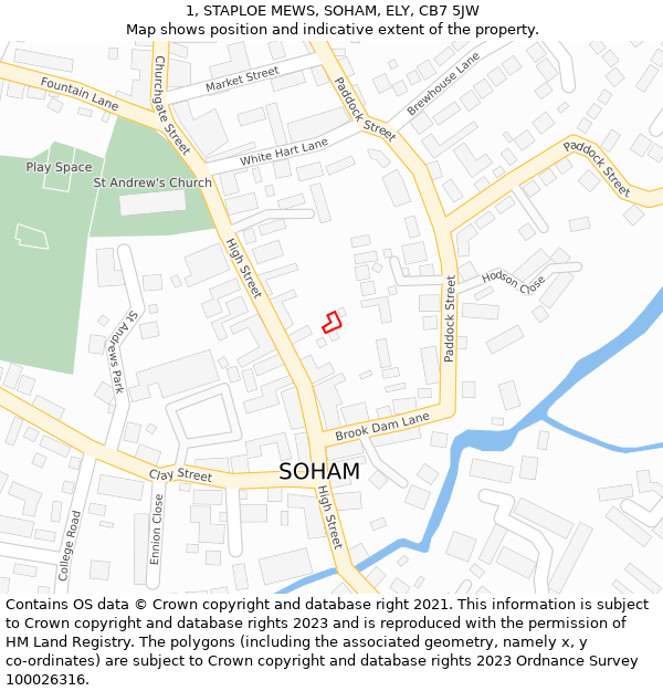 1, STAPLOE MEWS, SOHAM, ELY, CB7 5JW: Location map and indicative extent of plot