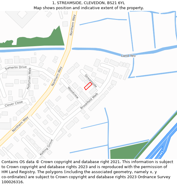 1, STREAMSIDE, CLEVEDON, BS21 6YL: Location map and indicative extent of plot