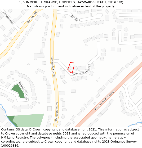 1, SUMMERHILL GRANGE, LINDFIELD, HAYWARDS HEATH, RH16 1RQ: Location map and indicative extent of plot