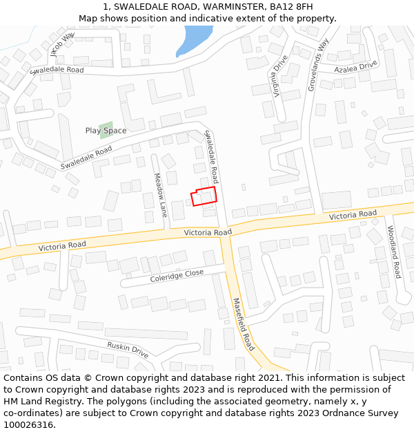 1, SWALEDALE ROAD, WARMINSTER, BA12 8FH: Location map and indicative extent of plot