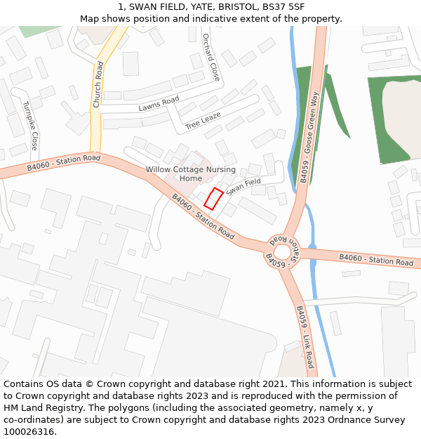 1, SWAN FIELD, YATE, BRISTOL, BS37 5SF: Location map and indicative extent of plot