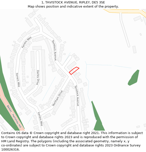 1, TAVISTOCK AVENUE, RIPLEY, DE5 3SE: Location map and indicative extent of plot