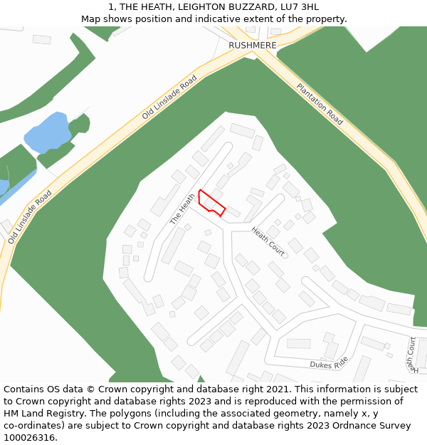 1, THE HEATH, LEIGHTON BUZZARD, LU7 3HL: Location map and indicative extent of plot