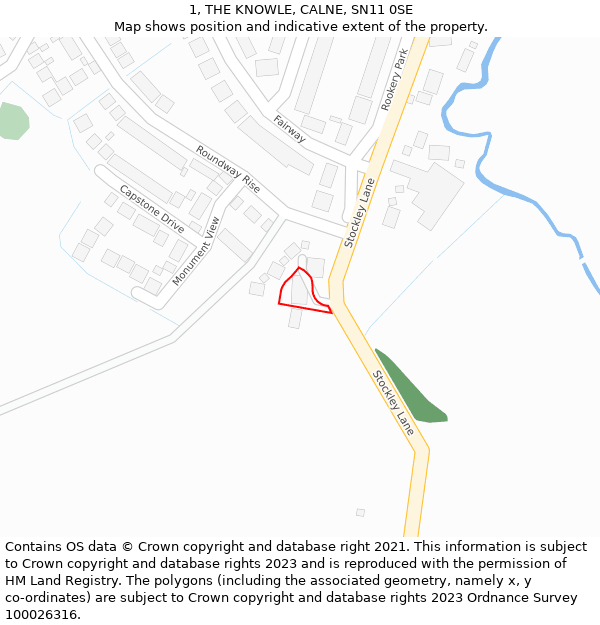 1, THE KNOWLE, CALNE, SN11 0SE: Location map and indicative extent of plot