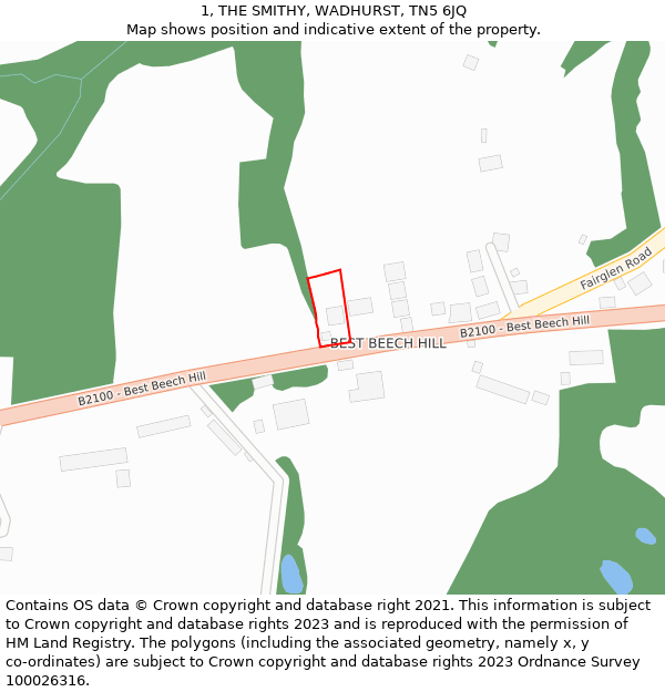 1, THE SMITHY, WADHURST, TN5 6JQ: Location map and indicative extent of plot