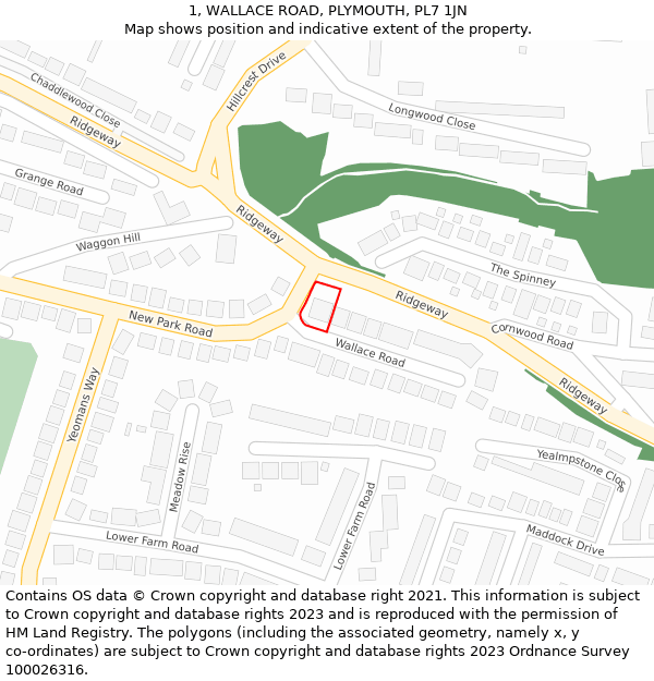 1, WALLACE ROAD, PLYMOUTH, PL7 1JN: Location map and indicative extent of plot