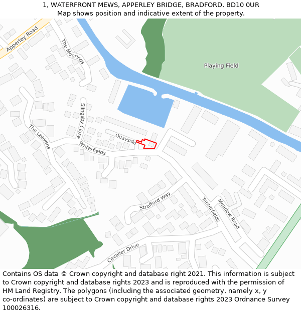 1, WATERFRONT MEWS, APPERLEY BRIDGE, BRADFORD, BD10 0UR: Location map and indicative extent of plot