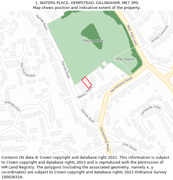 1, WATERS PLACE, HEMPSTEAD, GILLINGHAM, ME7 3PG: Location map and indicative extent of plot