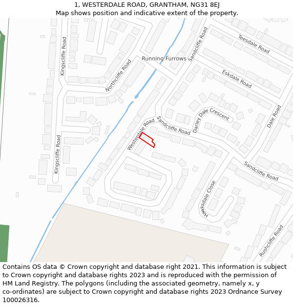 1, WESTERDALE ROAD, GRANTHAM, NG31 8EJ: Location map and indicative extent of plot