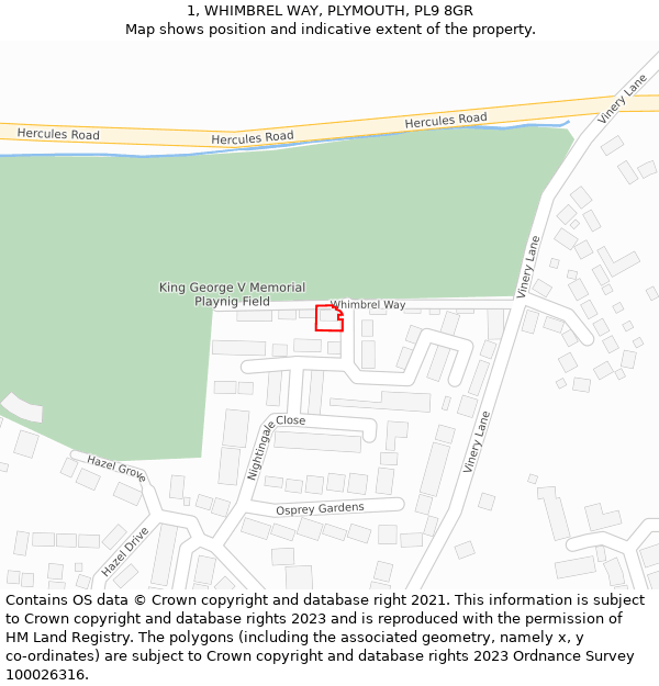 1, WHIMBREL WAY, PLYMOUTH, PL9 8GR: Location map and indicative extent of plot