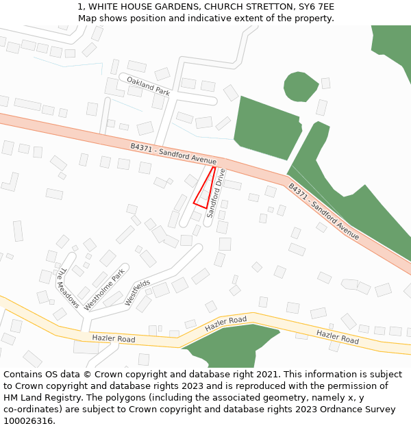 1, WHITE HOUSE GARDENS, CHURCH STRETTON, SY6 7EE: Location map and indicative extent of plot