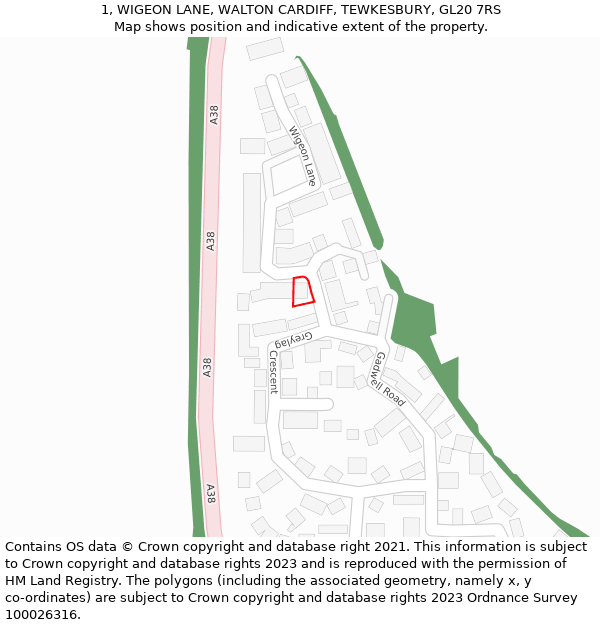 1, WIGEON LANE, WALTON CARDIFF, TEWKESBURY, GL20 7RS: Location map and indicative extent of plot