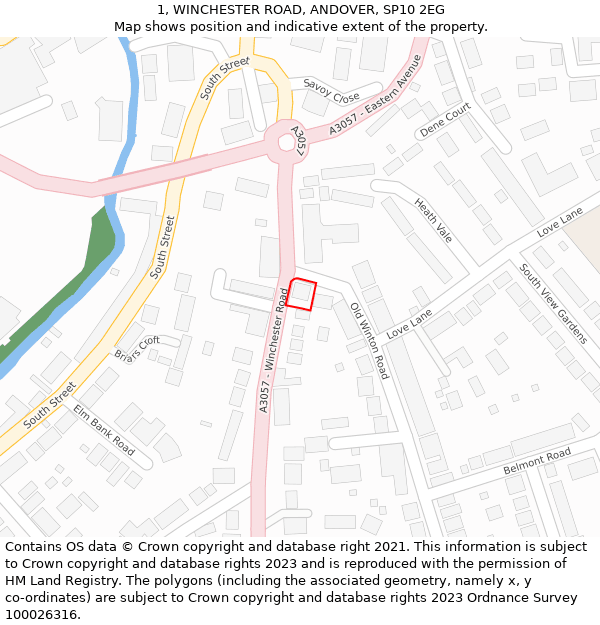 1, WINCHESTER ROAD, ANDOVER, SP10 2EG: Location map and indicative extent of plot