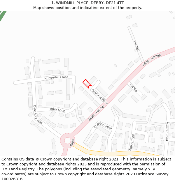 1, WINDMILL PLACE, DERBY, DE21 4TT: Location map and indicative extent of plot