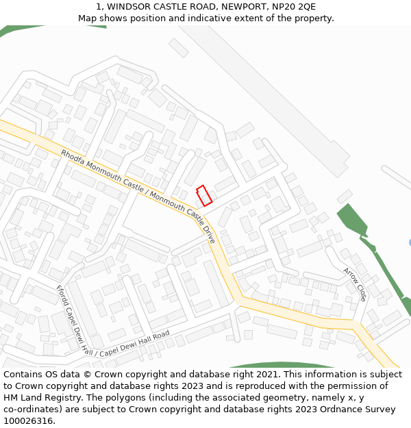 1, WINDSOR CASTLE ROAD, NEWPORT, NP20 2QE: Location map and indicative extent of plot