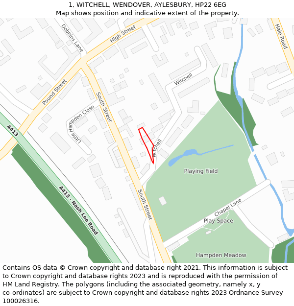 1, WITCHELL, WENDOVER, AYLESBURY, HP22 6EG: Location map and indicative extent of plot