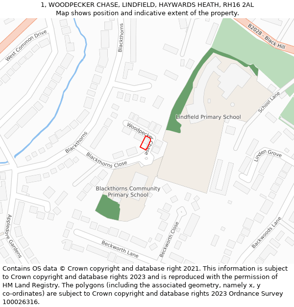 1, WOODPECKER CHASE, LINDFIELD, HAYWARDS HEATH, RH16 2AL: Location map and indicative extent of plot