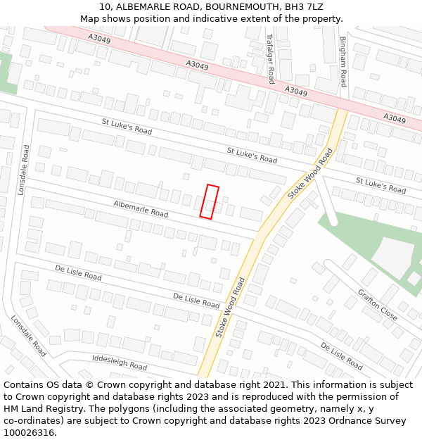 10, ALBEMARLE ROAD, BOURNEMOUTH, BH3 7LZ: Location map and indicative extent of plot
