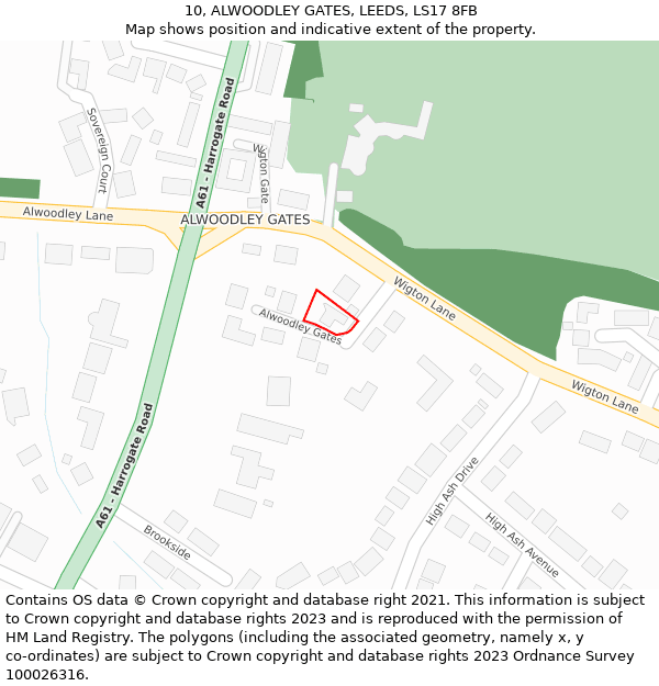 10, ALWOODLEY GATES, LEEDS, LS17 8FB: Location map and indicative extent of plot