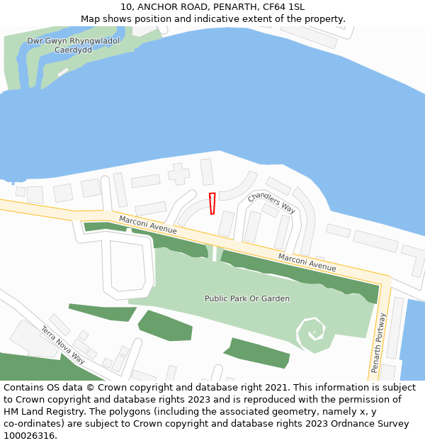 10, ANCHOR ROAD, PENARTH, CF64 1SL: Location map and indicative extent of plot