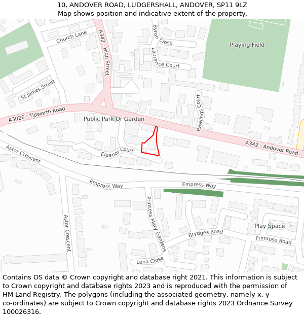 10, ANDOVER ROAD, LUDGERSHALL, ANDOVER, SP11 9LZ: Location map and indicative extent of plot