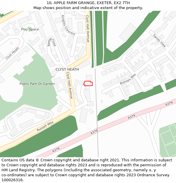 10, APPLE FARM GRANGE, EXETER, EX2 7TH: Location map and indicative extent of plot