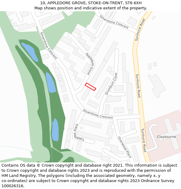 10, APPLEDORE GROVE, STOKE-ON-TRENT, ST6 6XH: Location map and indicative extent of plot