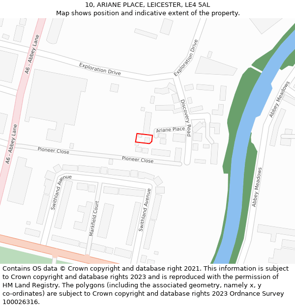 10, ARIANE PLACE, LEICESTER, LE4 5AL: Location map and indicative extent of plot