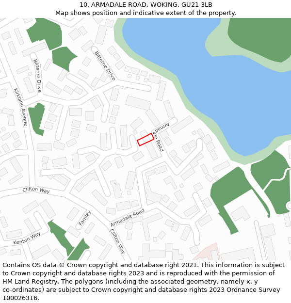 10, ARMADALE ROAD, WOKING, GU21 3LB: Location map and indicative extent of plot