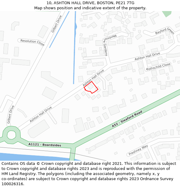 10, ASHTON HALL DRIVE, BOSTON, PE21 7TG: Location map and indicative extent of plot