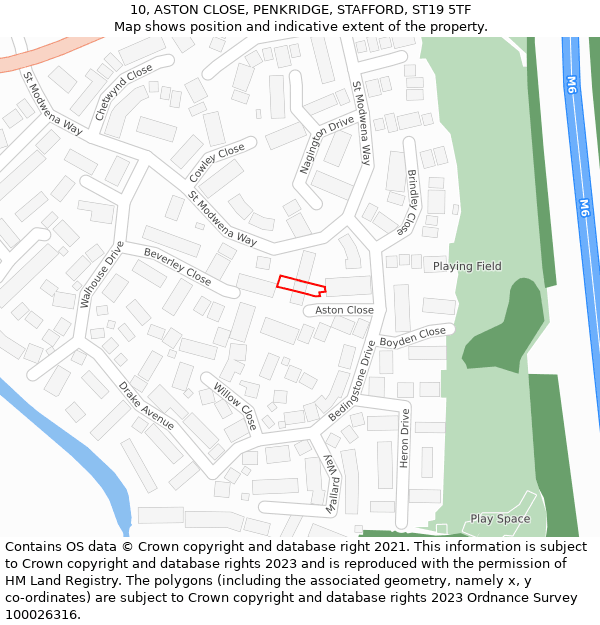 10, ASTON CLOSE, PENKRIDGE, STAFFORD, ST19 5TF: Location map and indicative extent of plot