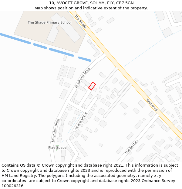 10, AVOCET GROVE, SOHAM, ELY, CB7 5GN: Location map and indicative extent of plot