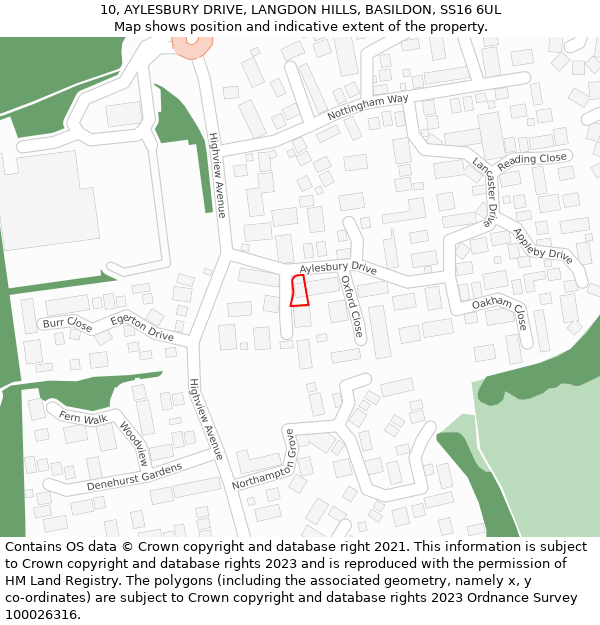 10, AYLESBURY DRIVE, LANGDON HILLS, BASILDON, SS16 6UL: Location map and indicative extent of plot