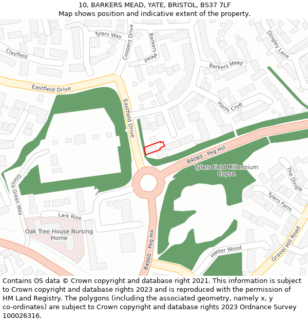 10, BARKERS MEAD, YATE, BRISTOL, BS37 7LF: Location map and indicative extent of plot