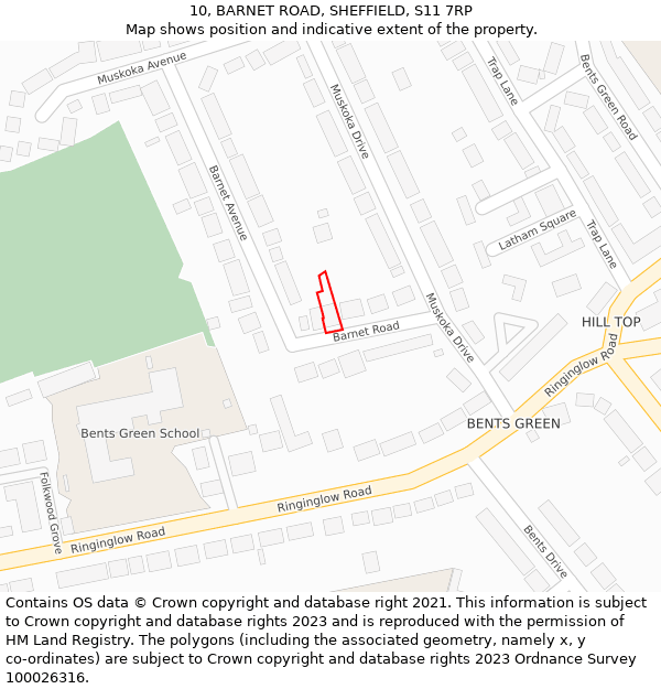 10, BARNET ROAD, SHEFFIELD, S11 7RP: Location map and indicative extent of plot