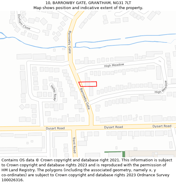 10, BARROWBY GATE, GRANTHAM, NG31 7LT: Location map and indicative extent of plot