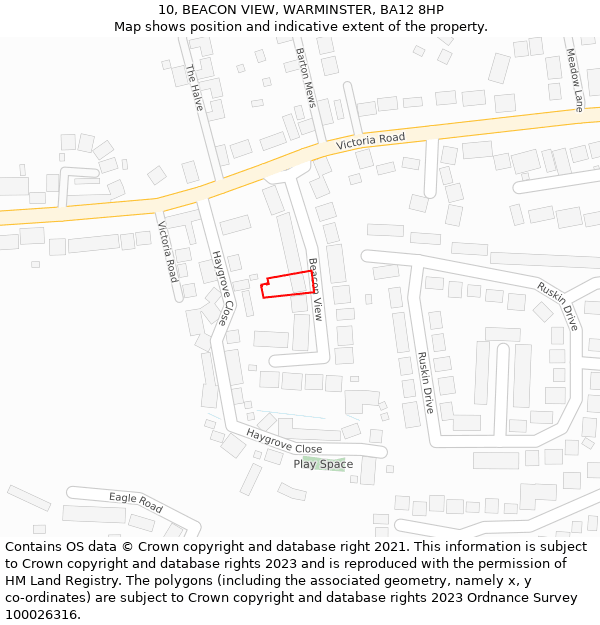 10, BEACON VIEW, WARMINSTER, BA12 8HP: Location map and indicative extent of plot