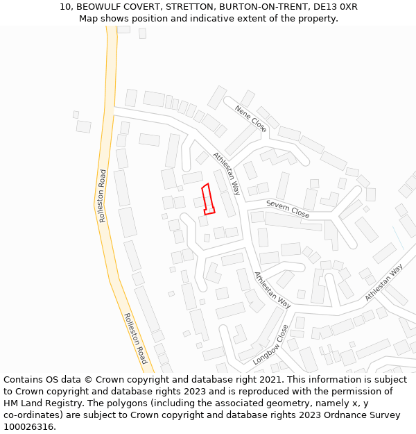 10, BEOWULF COVERT, STRETTON, BURTON-ON-TRENT, DE13 0XR: Location map and indicative extent of plot
