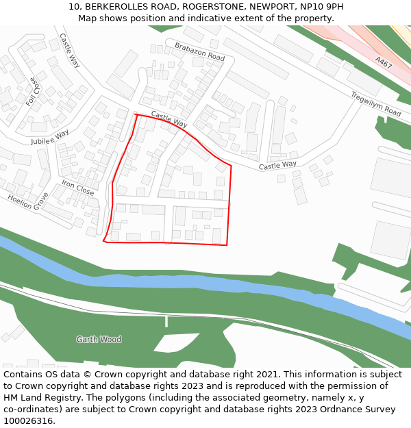 10, BERKEROLLES ROAD, ROGERSTONE, NEWPORT, NP10 9PH: Location map and indicative extent of plot
