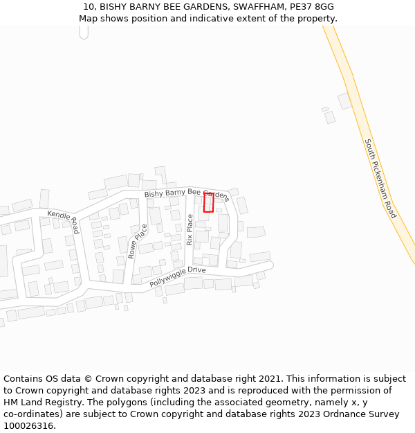 10, BISHY BARNY BEE GARDENS, SWAFFHAM, PE37 8GG: Location map and indicative extent of plot