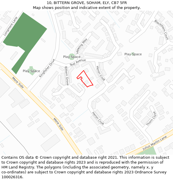 10, BITTERN GROVE, SOHAM, ELY, CB7 5FR: Location map and indicative extent of plot