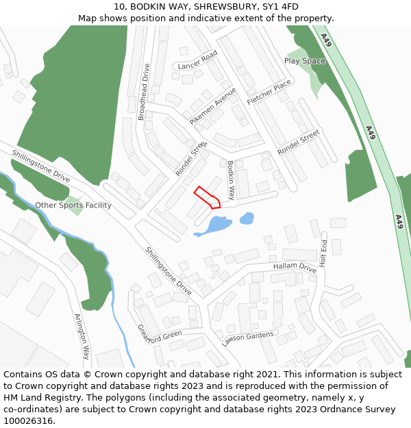 10, BODKIN WAY, SHREWSBURY, SY1 4FD: Location map and indicative extent of plot