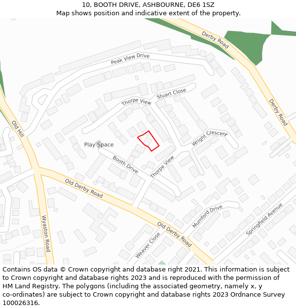 10, BOOTH DRIVE, ASHBOURNE, DE6 1SZ: Location map and indicative extent of plot