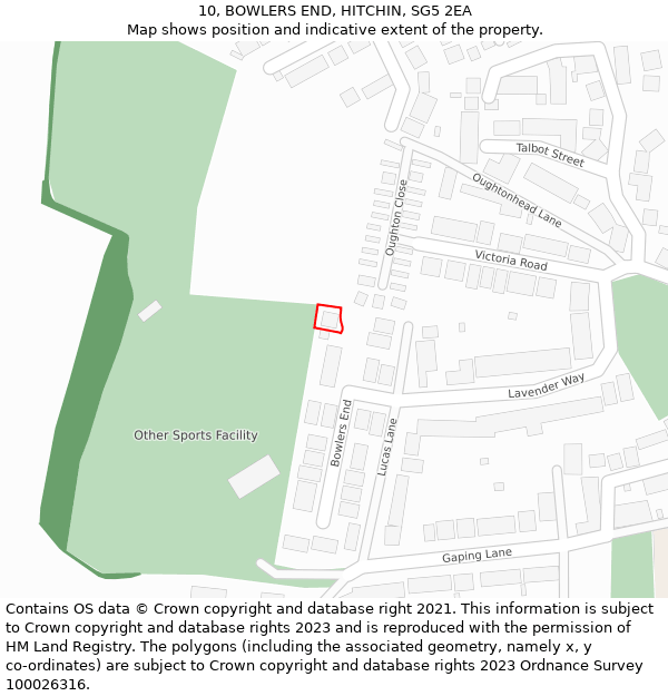 10, BOWLERS END, HITCHIN, SG5 2EA: Location map and indicative extent of plot