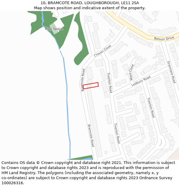 10, BRAMCOTE ROAD, LOUGHBOROUGH, LE11 2SA: Location map and indicative extent of plot